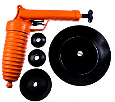 Pango Rohrreiniger 3000 Druckluft Rohrreiniger ohne Chemie inkl WC Adapter 200mm Excenteradapter 50/58mm Abflussreiniger Küche Bad WC