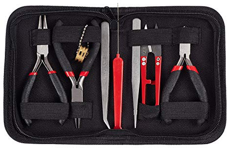 PH PandaHall Schmuckherstellung Werkzeuge, 8pcs Perlenwerkzeug-Set Schere Zange Pinzette Bastelbedarf mit Aufbewahrungskoffer für Herstellung und Reparatur von Schmuck