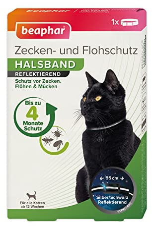 Beaphar Zecken- und Flohschutz Halsband reflektierend Katze, 35cm