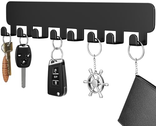 pickpiff Selbstklebender Schlüsselhaken zur Wandmontage, Schlüsselhalter ohne Bohren, Schwarz, 1 Stück