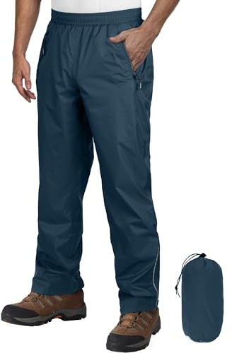 Outdoor Ventures Regenhose Herren Fahrrad Wasserdicht Packbar Überziehhose | Wassersäule 5.000 mm Wanderhose, Atmungsaktiv Mesh-Futter Outdoorhose mit Taschen, zum Radfahren, Golf, Laufen, Arbeit