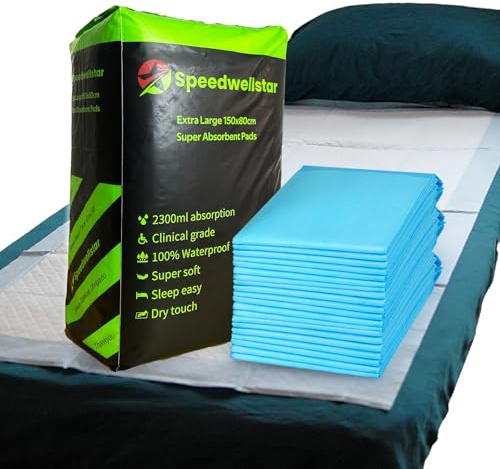 Einweg Inkontinenzunterlagen Extra Groß Wasserdichten Bettauflagen 150x80cm 2300ml – Packung mit 20 Saugstarken von Speedwellstar