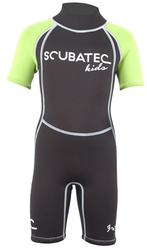 Neoprenanzug Kinder Shorty 3 mm – Schwimmanzug für Jungen & Mädchen | Thermo-UV-Schutz & Flexibles Neopren | Ideal für Tauchen, Schnorcheln, Surfen & Wassersport, Farbe: grün, Größe: 140-146 (M)