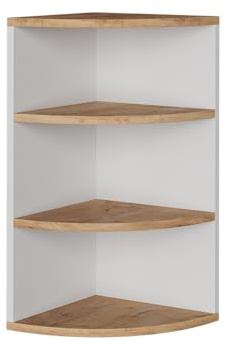 Vicco Eckregal Ecki, Weiß/Goldkraft Eiche, 30 x 60 cm, zur Wandmontage mit DREI offenen Ablageflächen