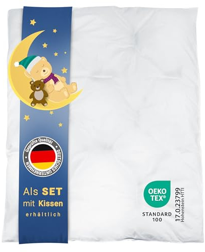 ZOLLNER Kinder & Kleinkinder Premium Daunenbettdecke - 90% Daunen und 10% Federn - Bezug aus hochwertiger Baumwolle - extra leicht - Made in Germany - waschbar - 100x135cm - für Kinder bis 5 Jahre