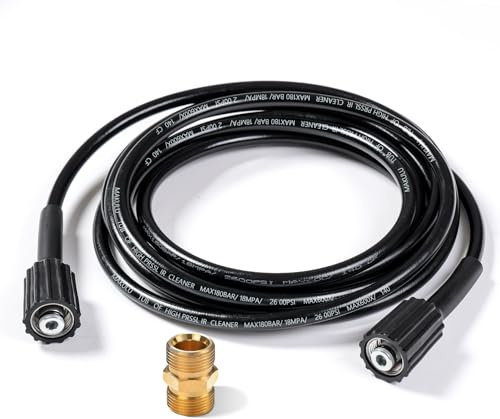 YUET Hochdruckreiniger Schlauch, 5M Schlauchverlängerung Verlängerungsschlauch Ersatzschlauch für Kärcher mit M22x14mm Gewinde Verlängerungsstecker, Doppelte Außengewindekupplung