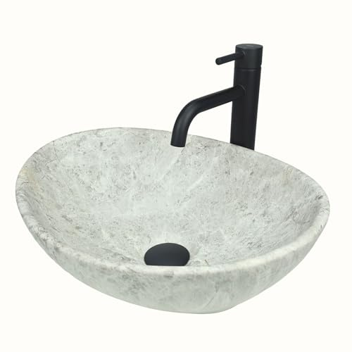 GTM Design Aufsatzwaschbecken Matt Modern Waschbecken ohne Hahnloch - Elegant Aufsatzwaschbecken Oval für Badezimmer und Gäste WC - nur Bad Waschbecken - Modell 10