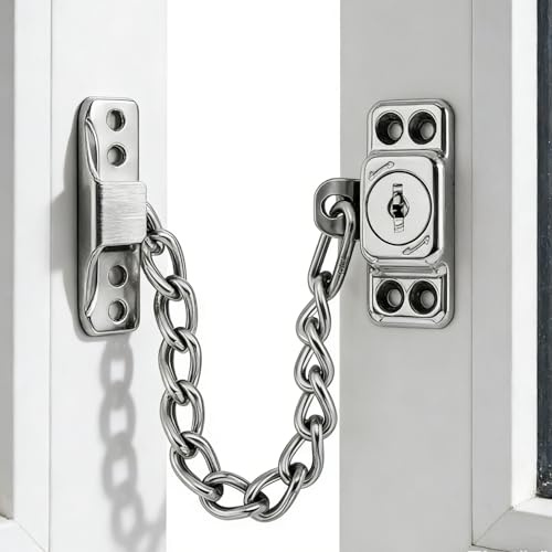 Fenstersicherung Kinder TüRkette, Kindersicherung Fenster Und TüRen Mit SchlüSsel, Edelstahl AbschließBar Kettenschloss Fensterschloss TüRschloss Sicherheitskette FüR Fensterschutz, InnentüRen TüRen