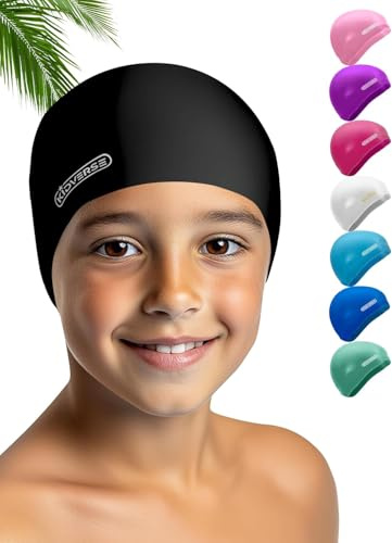 KIDVERSE Badekappe für Kinder - Jungen & Mädchen - Schwimmkappe 100% Reißfest & Wasserdicht - Badehaube mit UV Schutz - Silikon Bademütze - Schwimmmütze