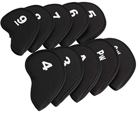 LL-Golf Golf 10 Schlägerhauben Set für SW - Eisen 9 / Schlägerabdeckung | Golfschläger Headcover / Haube / Eisenhauben