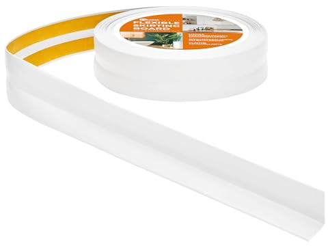 Quest Weichsockelleiste Selbstklebend - 30 mm x 30 mm - Knickleiste, Abschlussleiste für Küche, Badezimmer -Dichtungsband - PVC, Flexibel, Wasserdicht, Dekorativ - 5 Meter, Weiß