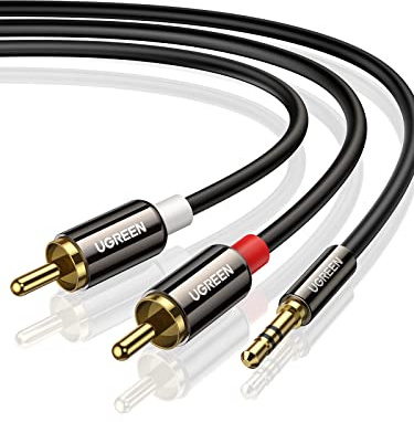 UGREEN Klinke auf Cinch Kabel 3,5mm Klinke Chinch Stereo Audio Kabel für TV, PC, Handy, MP3-Player, Lautsprecher, Heimkino, Autoradio, Tablet, Verstärker, Soundbar usw. (3m)