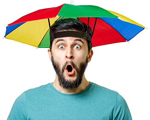 Balinco Faltbarer Regenschirm Hut – Bunter Sonnenschutz & Regenschutz – Ideal für Karneval, Festivals, Strand & Outdoor-Aktivitäten – Einheitsgröße