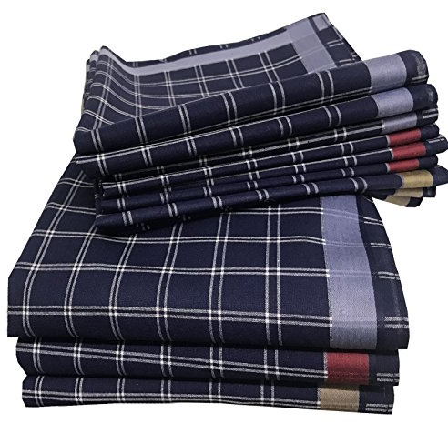 JEMIDI Stofftaschentücher Herren und Damen Baumwolle 12er Pack Stoff Taschentücher 100% Baumwolle Herrentaschentücher Stofftaschentuch in unterschiedlichen Designs, Design 2, 40cm x 40cm