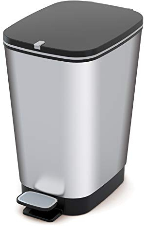 CURVER KIS Chic Bin Style Abfallbehälter, Kunststoff, Silber Metallic, 25 Liter, 26,5 x 40,5 x 45cm