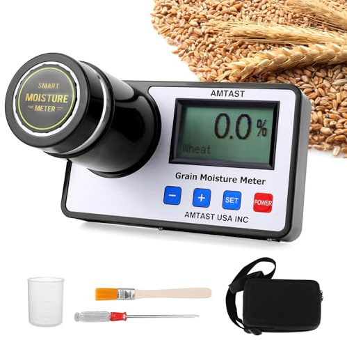AMTAST Grain Feuchtigkeitsmessgeräte Smart Grain Moisture Meter für 22 Körner Weizen Mais Kaffee Kakaobohnen Leinsamen Sojabohnen Reis Mandeln Erdnüsse Pergament Kaffee Sesam Sorghum Raps Gerste