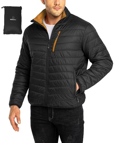33,000ft Herren Steppjacke Leichte Übergangsjacke in Daunenjacken-Optik Winterjacke für Männer Gefüttert mit Taschen Packbar für Freizeit Wandern Reisen Lightweight Puffer Jacket
