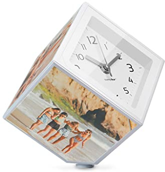 balvi - Photo Clock rotierenden fotorahmen und Uhr, 5 Fotos 10x10 cm