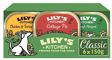 Lily's Kitchen - Nass Hundefutter für ausgewachsene Hunde 6er Schalen (6 x 150g) - Classic Dinner Multipack