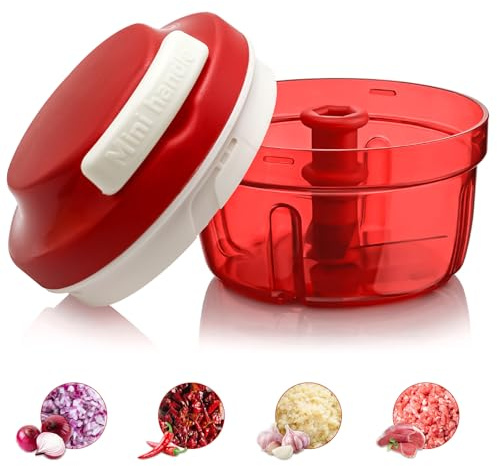 Zwiebelschneider, Gemüseschneider manuell mit Seilzug, Multifunktionale manuelle Zerkleinerungsmaschine für Gemüse, Fleisch, Küchenhelfer für schnelles Schneiden und Hacken