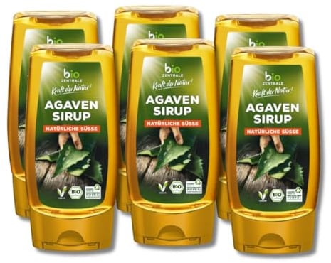 biozentrale Agavensirup | 6 x 350 g Bio Agavendicksaft | Idealer Agaven Sirup | Süßungsmittel und Ahornsirup Alternative | Agavennektar Ersatz