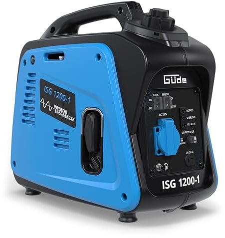 Güde Inverter Stromerzeuger ISG 1200-1 (4-Takt Motor, Benzin, 1,3/1,8 (kW/PS), 1x 230V, max. 1200W, Laufzeit bis 6,5 h, Tank 2,8 l, Überlastungsschutz, ECO-Modus, Gewicht 12,9 kg, TEST GUT - SEHR GUT)