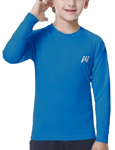 MEETWEE Kinder Jungen UV Shirt Langarm/Kurzarm Schwimmshirt Badeshirt Lang UPF50+ Top Rashguard Rash Vest Schnelltrocknend