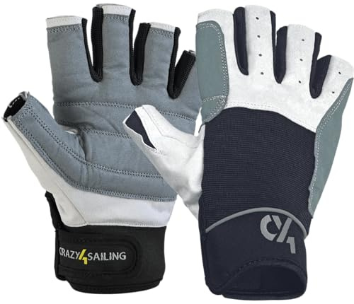 crazy4sailing Segelhandschuhe Herren & Damen Regatta – Profi Kurzfinger für Segeln, Kajak & Fahrrad – Maximaler Grip durch High-Tech Verstärkung – Ergonomisch & Abriebfest