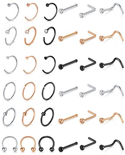 D.Bella 18G Nasenring Nasenpiercing Chirurgenstahl Spirale Nasenstecker Nase Hoop Ring Klare Nase Retainers für Frauen Männer