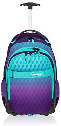 Elephant Trolley Jungen Mädchen Schultrolley Hero Signature Schulranzen Trolly Rucksack (Violet Cube (Lila-Türkis))