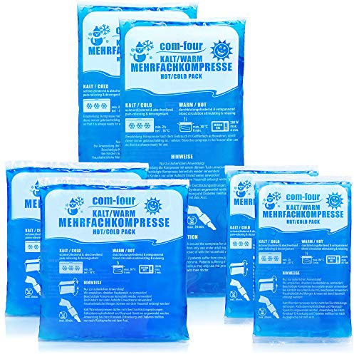 com-four® 6er Sparpack Mehrfachkompresse in 3 verschiedenen Größen - Gelkompresse für Warm & Kaltanwendungen - Kühlpads, Kühlpack - Mikrowellen geeignet - Made in Germany (6 Stück)
