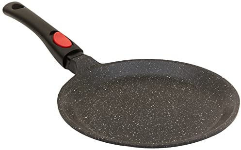 Kamberg – 0008050 – Crêpepfanne 24 cm – Abnehmbarer Griff – Aluminiumguss – Beschichtung in Steinoptik – Für alle Herdarten, auch Induktion – PFOA‑frei