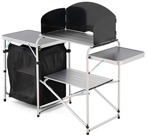SONLEX Campingküche Campingschrank klappbar mit Regal inkl. Tragetasche | Reiseküche Outdoor-Küche Alu Kochnische