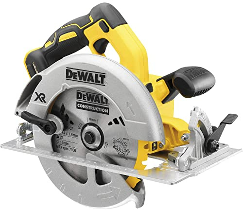Dewalt 18 Volt 64 mm Akku-Handkreissäge DCS570NT (max. Schnitttiefe 64 mm, Sägeblatt-ø: 184 mm, Neigungseinstellung: 50°, Motorbremse, Spindelarretierung, Lieferung ohne Akku und. Ladegerät)