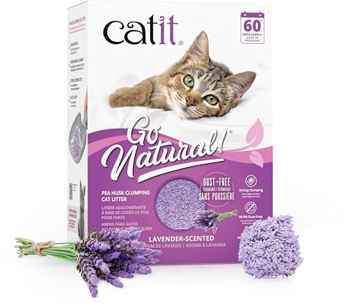 Catit Go Natural, Katzenstreu klumpend, mit Lavendelduft, aus natürlichen Erbsenhülsen, 99,9% staubfrei, starke Geruchsbindung, leicht ausschaufelbar, für bis zu 60 Tage, 5.6 kg