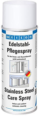 WEICON Edelstahlpflege-Spray 400 ml | Effektiver Edelstahlreiniger von metallischen Oberflächen | antistatisch & matt