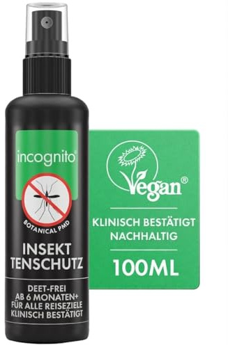 Incognito Insektenschutzspray 100 ml - Natürlich DEET-frei, schützt vor einer Vielzahl von stechenden Insekten. Klinisch nachgewiesener Schutz vor Dengue-übertragenden Mücken, organischer Mückenschutz