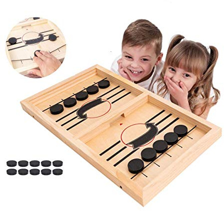 Schleuder Puck Brettspiele,Sling Puck tischspiele Schachstoßstange 2 in 1 Tischhockey Gewinner Spielzeug für Eltern Kind