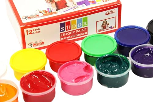 Fingerfarben für Kinder und Babys. 12 Farben je 30 ml. Ungiftig und abwaschbare Farben für Kreative Spiele und Malaktivitäten. Bastelfarben (12 x 30ml)