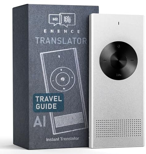 Enence Sofortübersetzer Original, Muama Übersetzer Zwei-Wege-Echtzeit-AI-Sofortübersetzer für 60+ Sprachen mit hoher Sprachpräzision, Bersetzer Gerät Testsieger, Taschenwörterbuch Translator