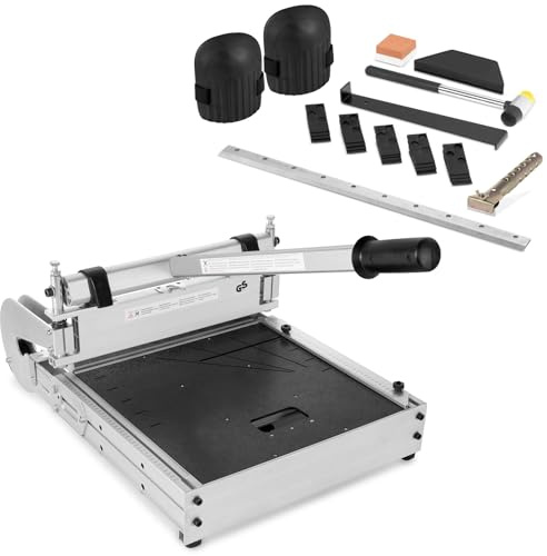 BAUTEC DESIGNCUTTER XL 360° » Profi-Laminatschneider mit Rollen » 420mm Schnittbreite » Längsschnitte möglich » Inkl. 23-tlg. Verlegset, Ersatzklinge, Schleifstein, Knieschoner, Schaber