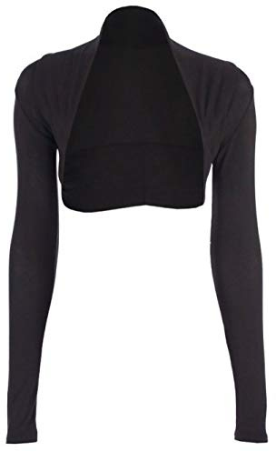 krautwear Damen Bolero Langarm Stola Bolerojacke Hochzeit Festlich Einfarbig schwarz grau rosa Navy (schwarz)