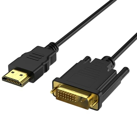 Vecbmn HDMI DVI Adapter Kabel, DVI-D 24 + 1 Stecker auf HDMI Stecker, HD 24+1 bidirektional Konverter unterstützt mit Projektor, Laptop, TV, PC, DVD Player (1M)