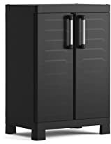 Keter Detroit, niedrig Kunststoffschrank, Kunststoff, schwarz, 65 x 45 x 97 cm