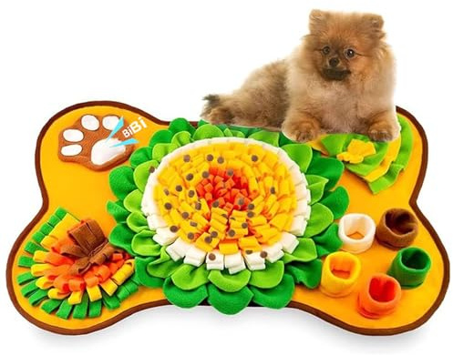 Schnüffelteppich für Hunde und Katzen - Knochenförmig, Futterschnüffel-Futtermatte, Welpen-Trainingsmatte, Waschbare Trainingsmatte 63 x 67CM, SchnüFfelteppich, Schnüffelspielzeug Hund für jeder Größe