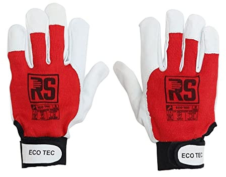 RS Arbeitshandschuhe 12 Paar Montagehandschuhe Ziegenleder Handschuhe Lederhandschuhe Mit Klettverschluss Schnittbeständig Präzise Baumwolle Größe 8 Eco Tec