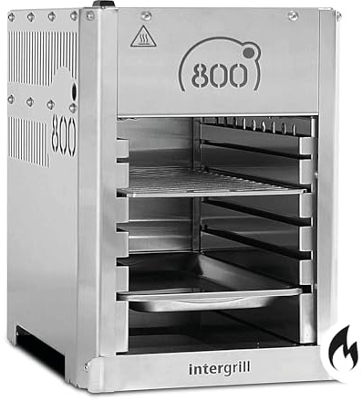 intergrill 800° Gasgrill Light 3,3kW | 12,6 kg Hochleistungs-Steakgrill | Oberhitze-Campinggrill Edelstahl | Inkl. Grillrost Gastroschale Piezozündung