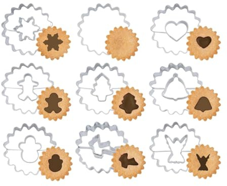 Ausstecher Weihnachten Set, 9 Stück Keksausstecher Weihnachten, Mini Ausstechformen Edelstahl Plätzchenausstecher Set, Klein Plätzchenform Keksform Cookie Cutter für Backen Fondant Torten