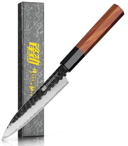 FINDKING Dynasty Serie Küchenmesser, Japanisches Mehrzweck-Schneidemesser, Klinge aus 9Cr18MoV-Stahl mit hohem Kohlenstoffgehalt, Klein, für Obst und Gemüse, 5 Zoll/12 CM