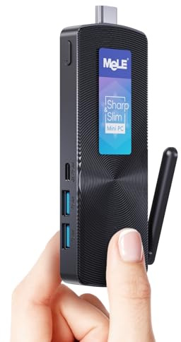MeLE PCG02 Lüfterloser Mini PC Stick N100 8GB 256GB Mikro-Desktop-Computer | bis zu 3.4GHz, USB-C, 4K HDMI, Doppelbildschirm, mit VESA, Rund um die Uhr stabil, automatisches Einschalten, Wake-on-LAN